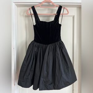 En Saison McKenna Velvet & Poplin Minidress in Black Size XS NWT